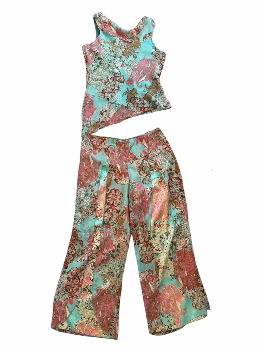 Vintage Rene Derhy 2 Piece Set Top And Wide Leg Pants Sequins Y2K